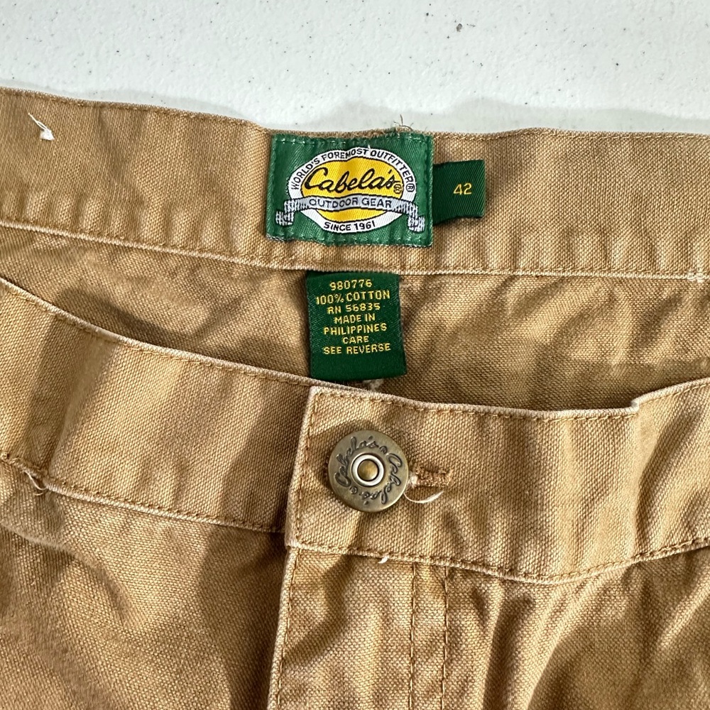 Cabelas Mens Shorts Size  42 Oak Brown Casual Flat Front Denim Outdoors - Picture 5 of 8